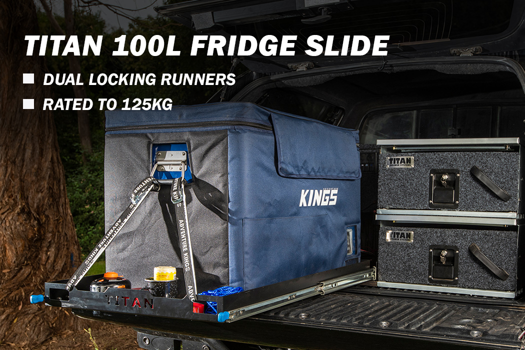 Titan 100L Fridge Slide Rated to 125kg Dual Locking Runners 4WD